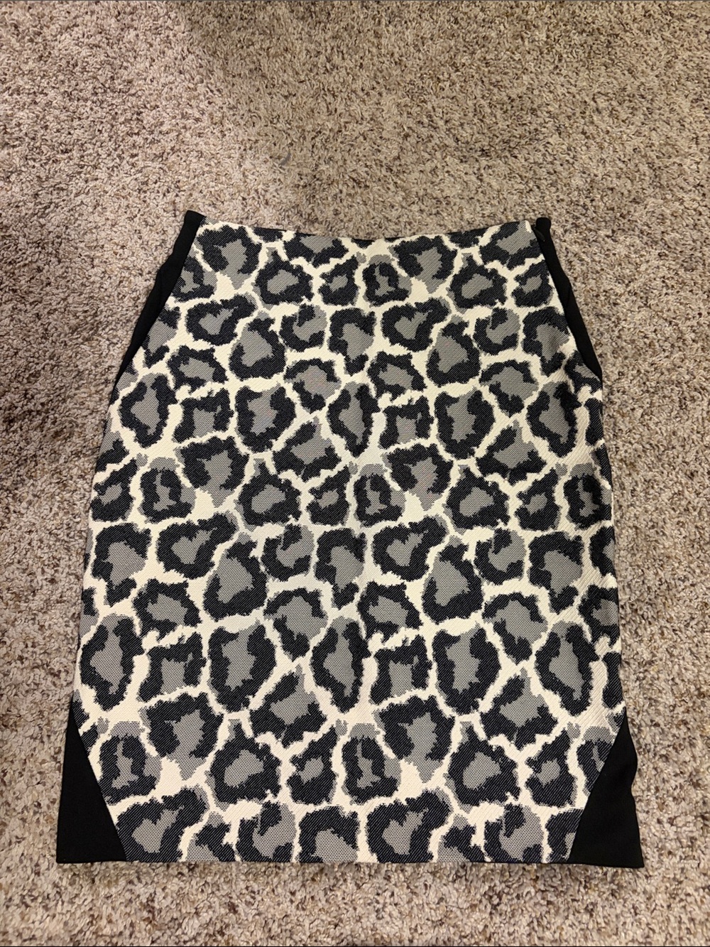 DVF Leopard Print Pencil Skirt in Black and Gray
